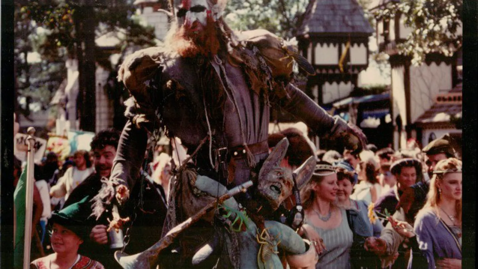 a group of people standing in front of a crowd