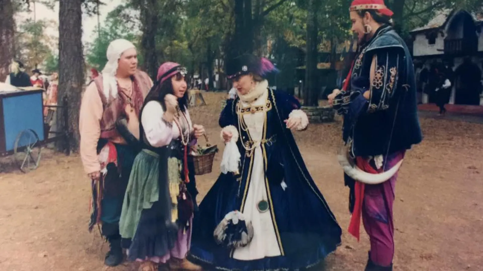 a group of people standing in front of a crowd