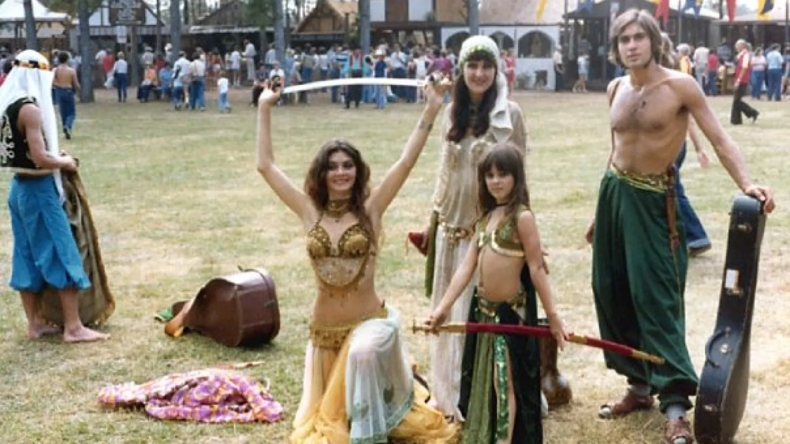a group of people in a park