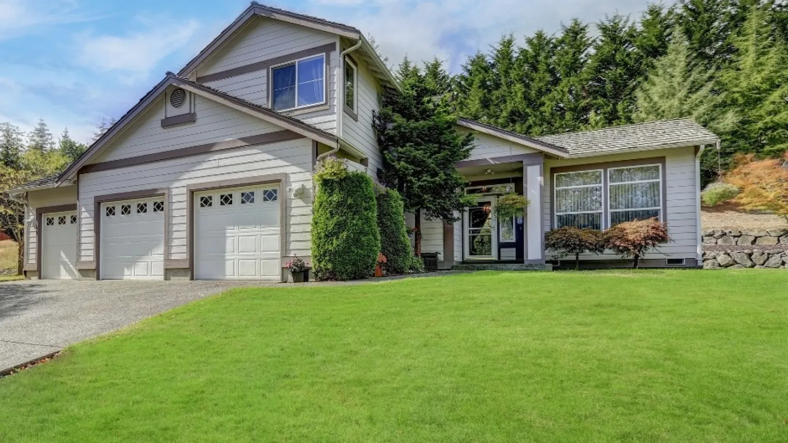 a house with a lawn