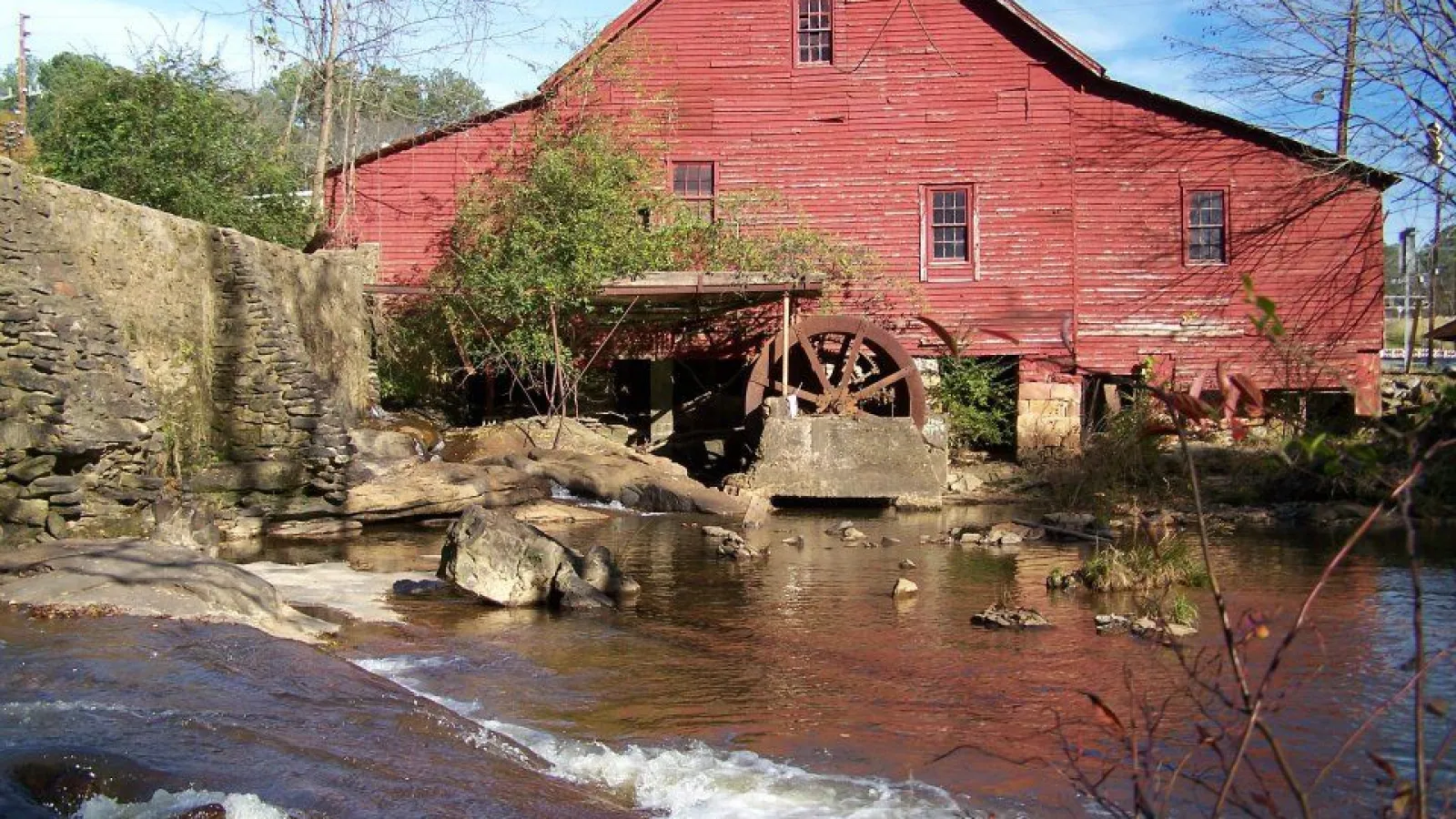 mill with red building