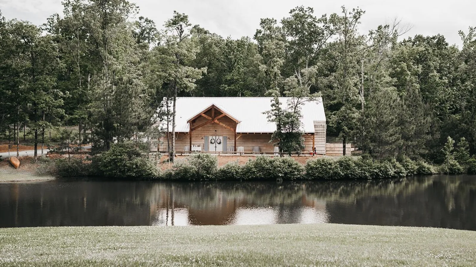 building overlooking lake