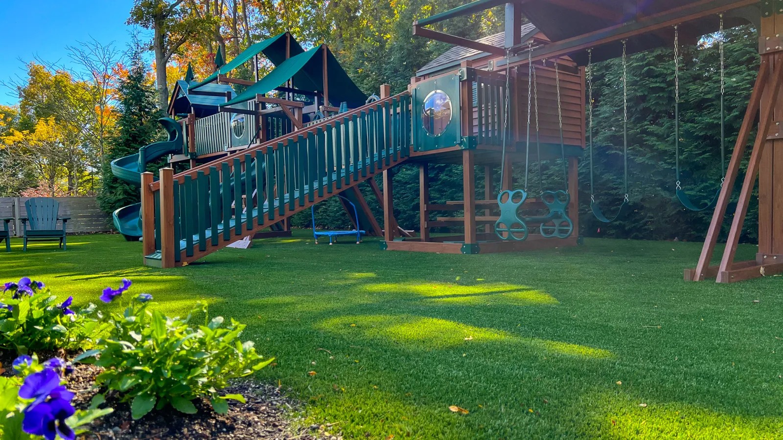 a play structure in a yard
