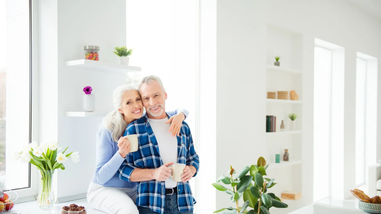 a man and woman hugging