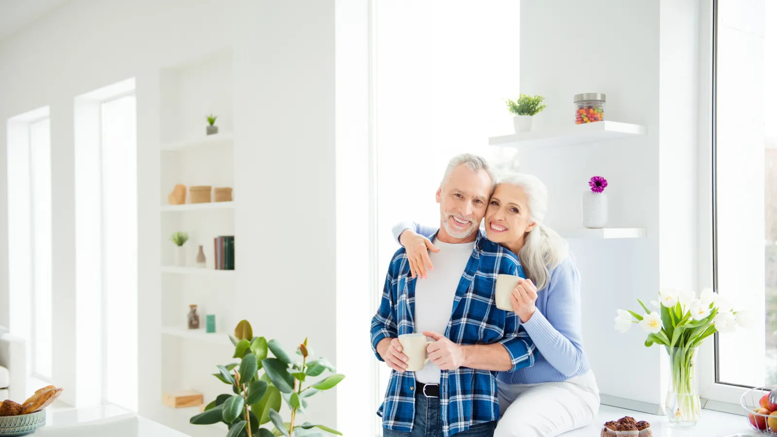 a man and woman hugging