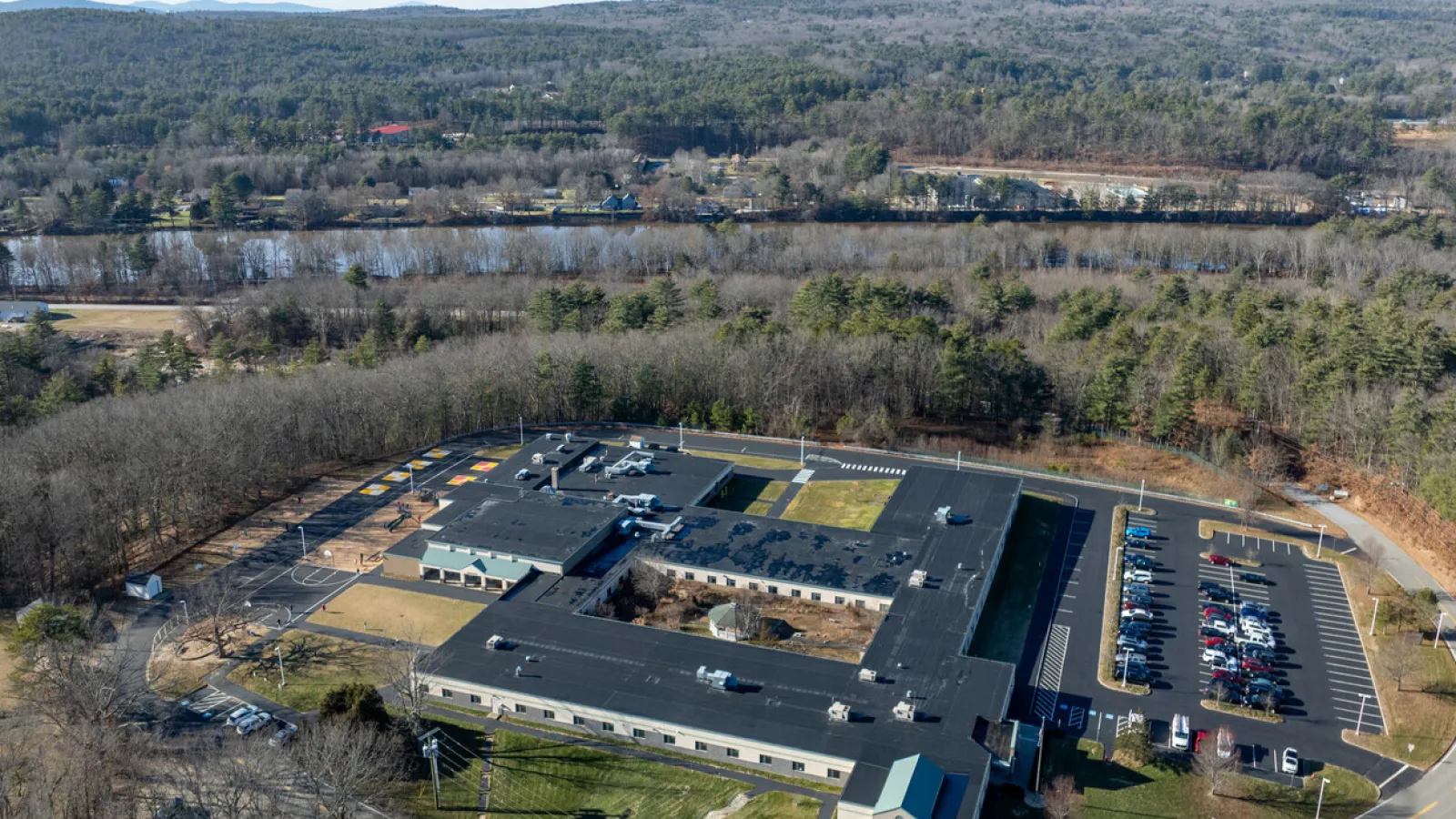 a parking lot with many cars