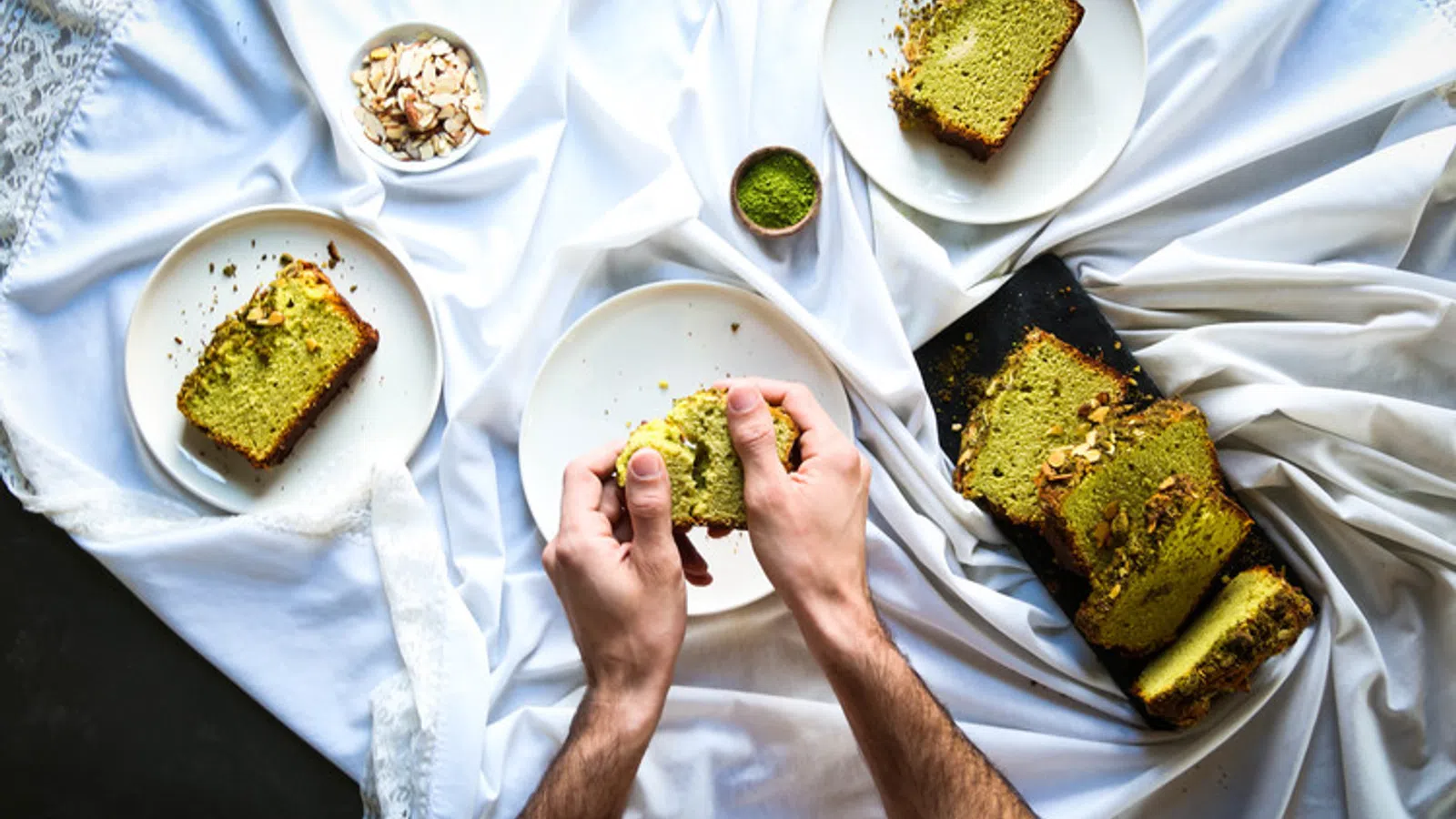 Matcha Almond Breakfast Cake