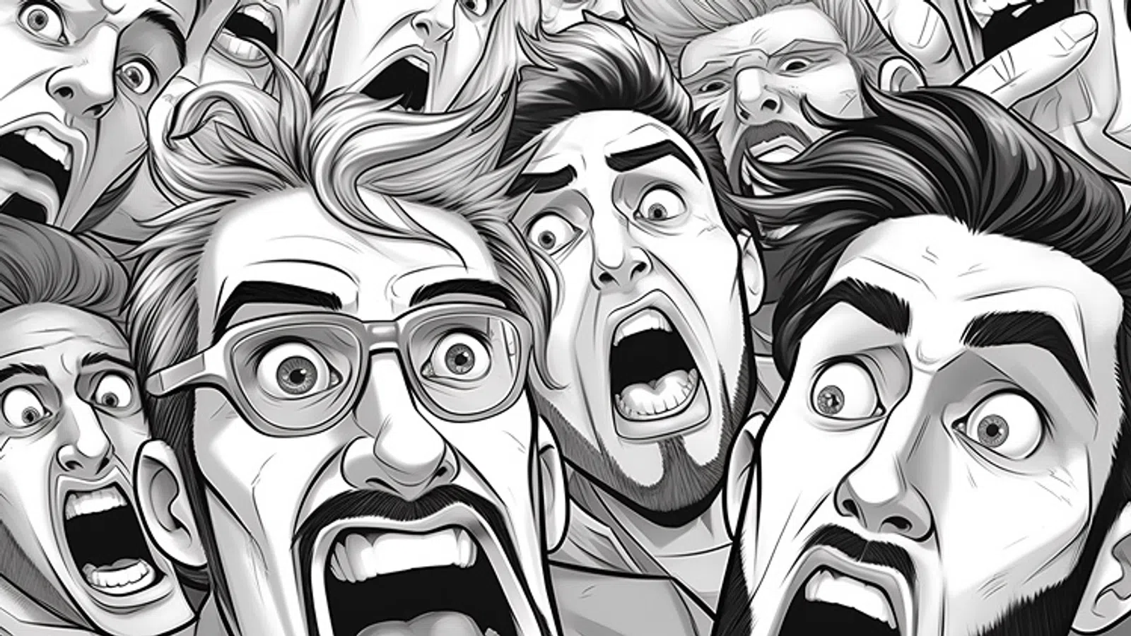 a group of people with their mouths open