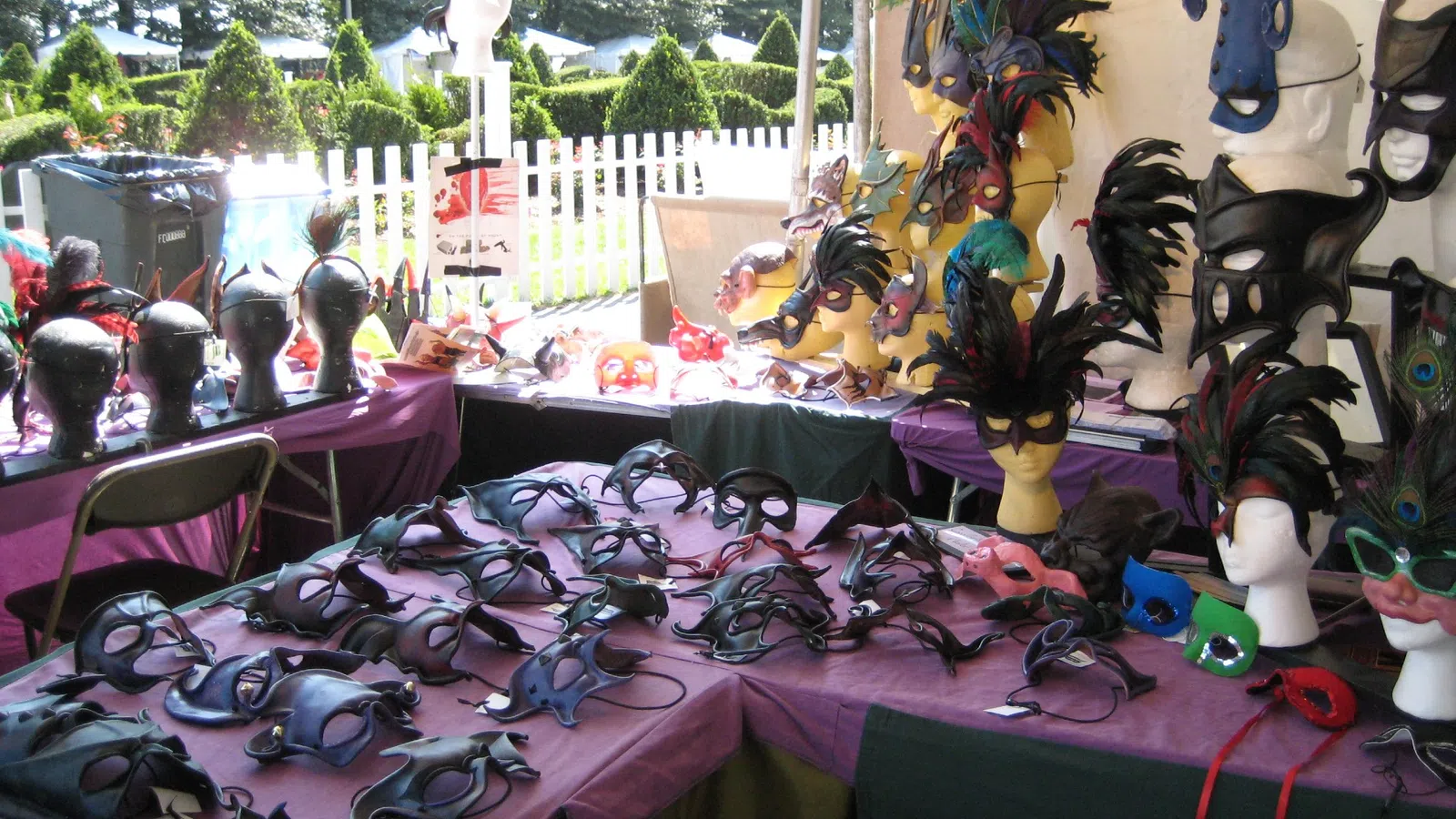 a table with a bunch of shoes on it