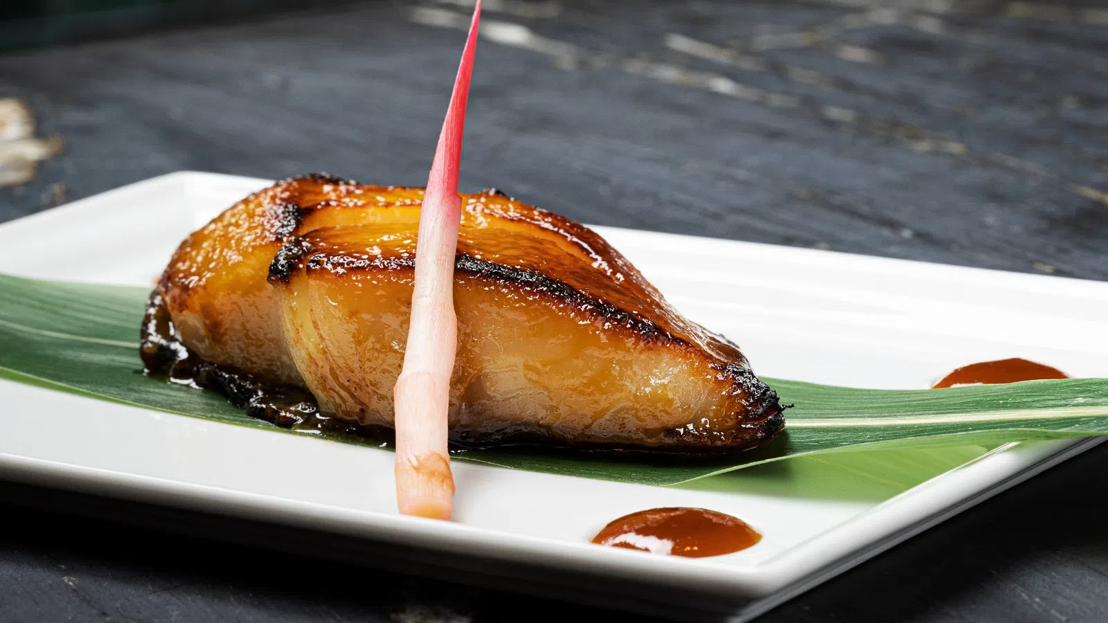 a piece of food with a straw