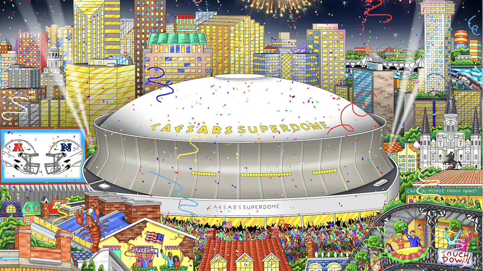 a city with fireworks in the sky