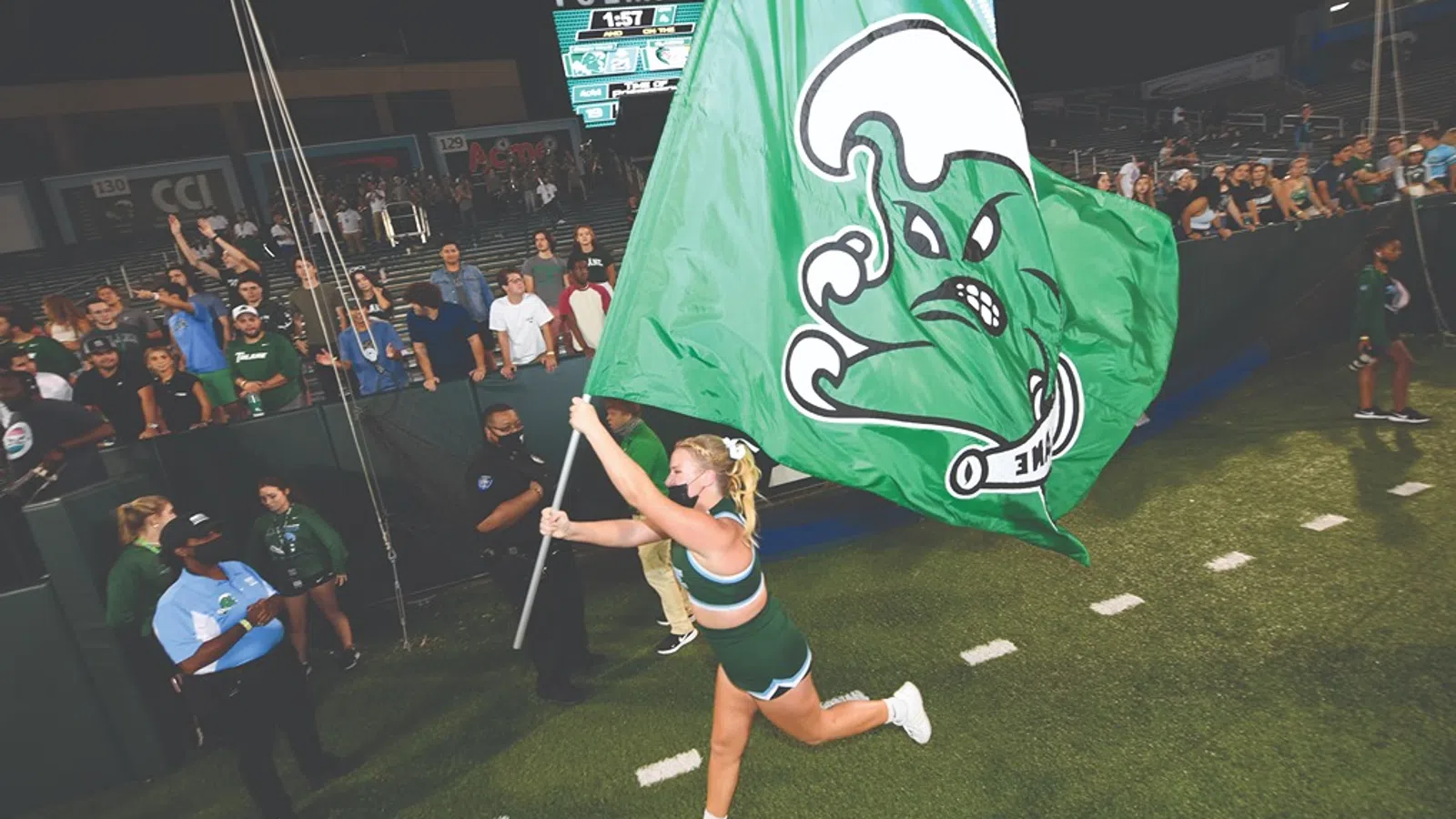 a person holding a flag