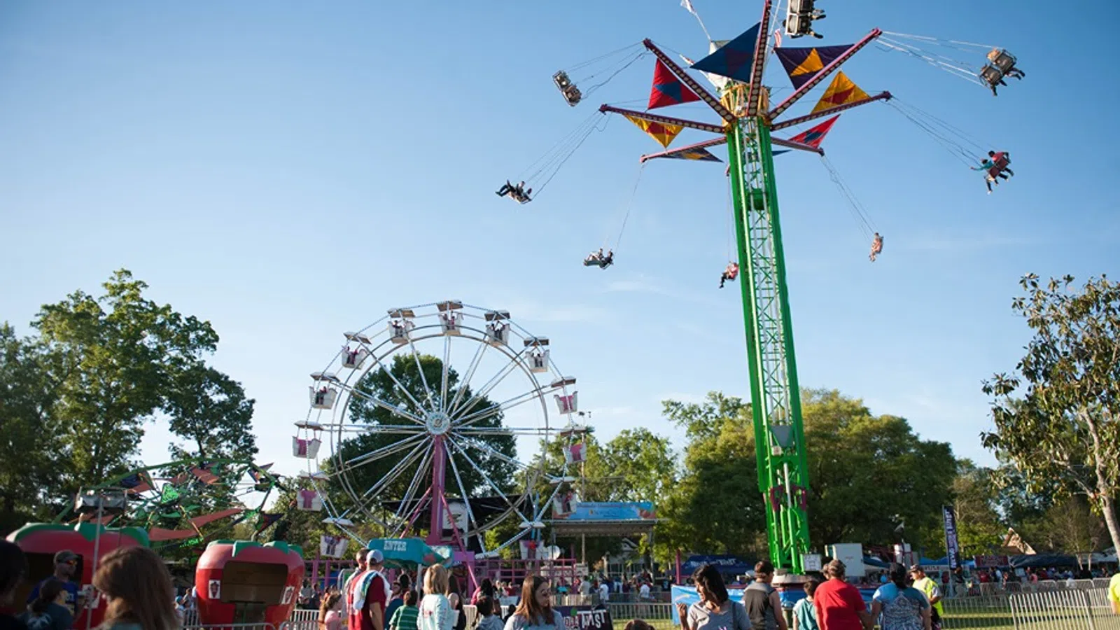 a crowd of people at a fair