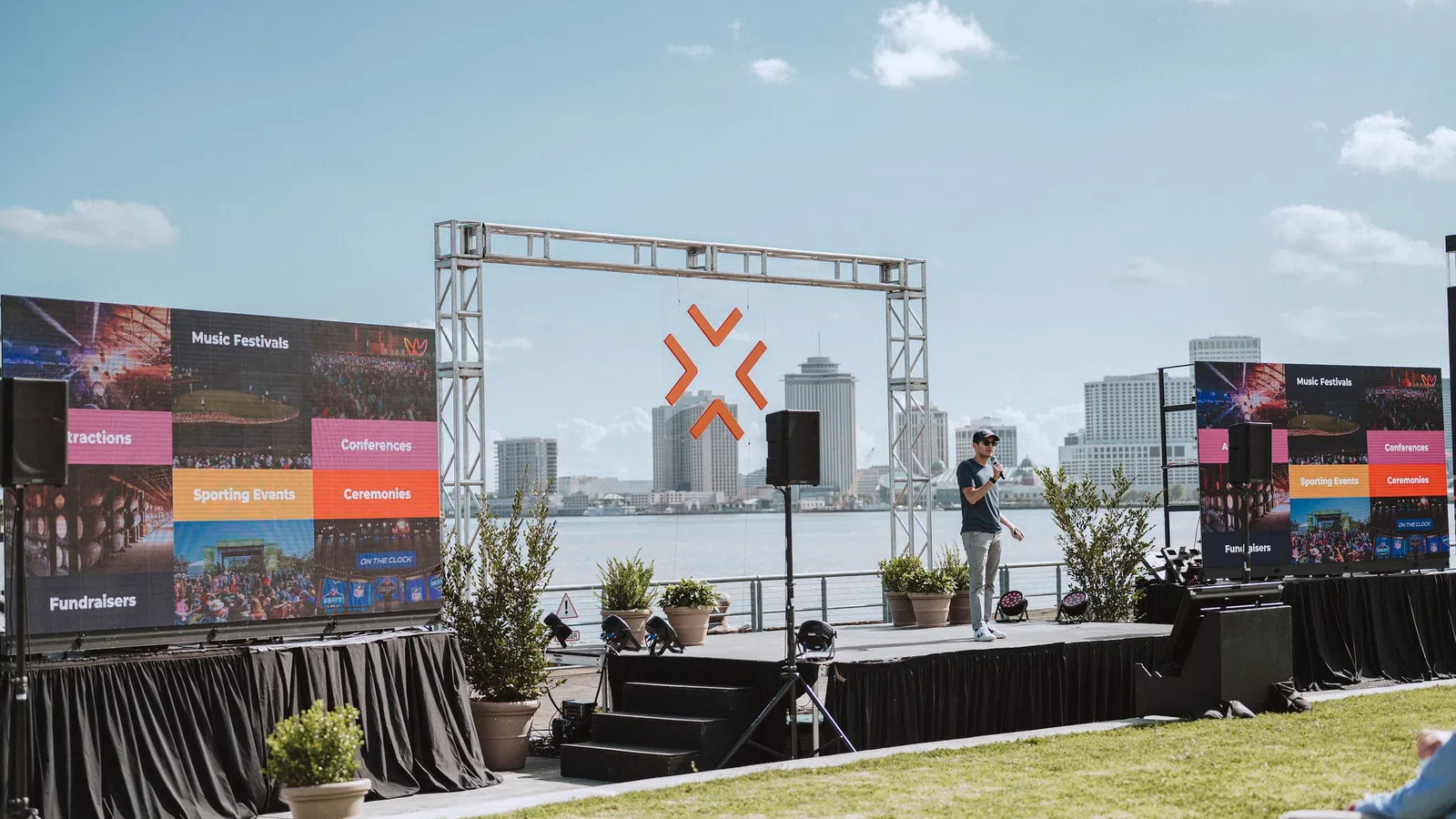 a person standing on a stage