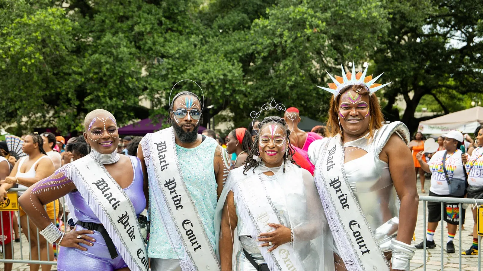 a group of people dressed up