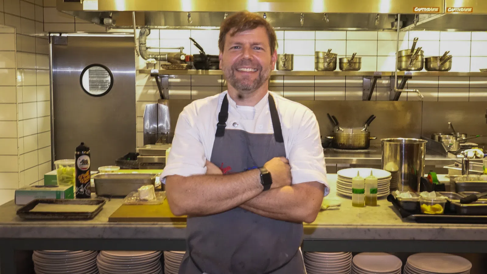 a man in a kitchen