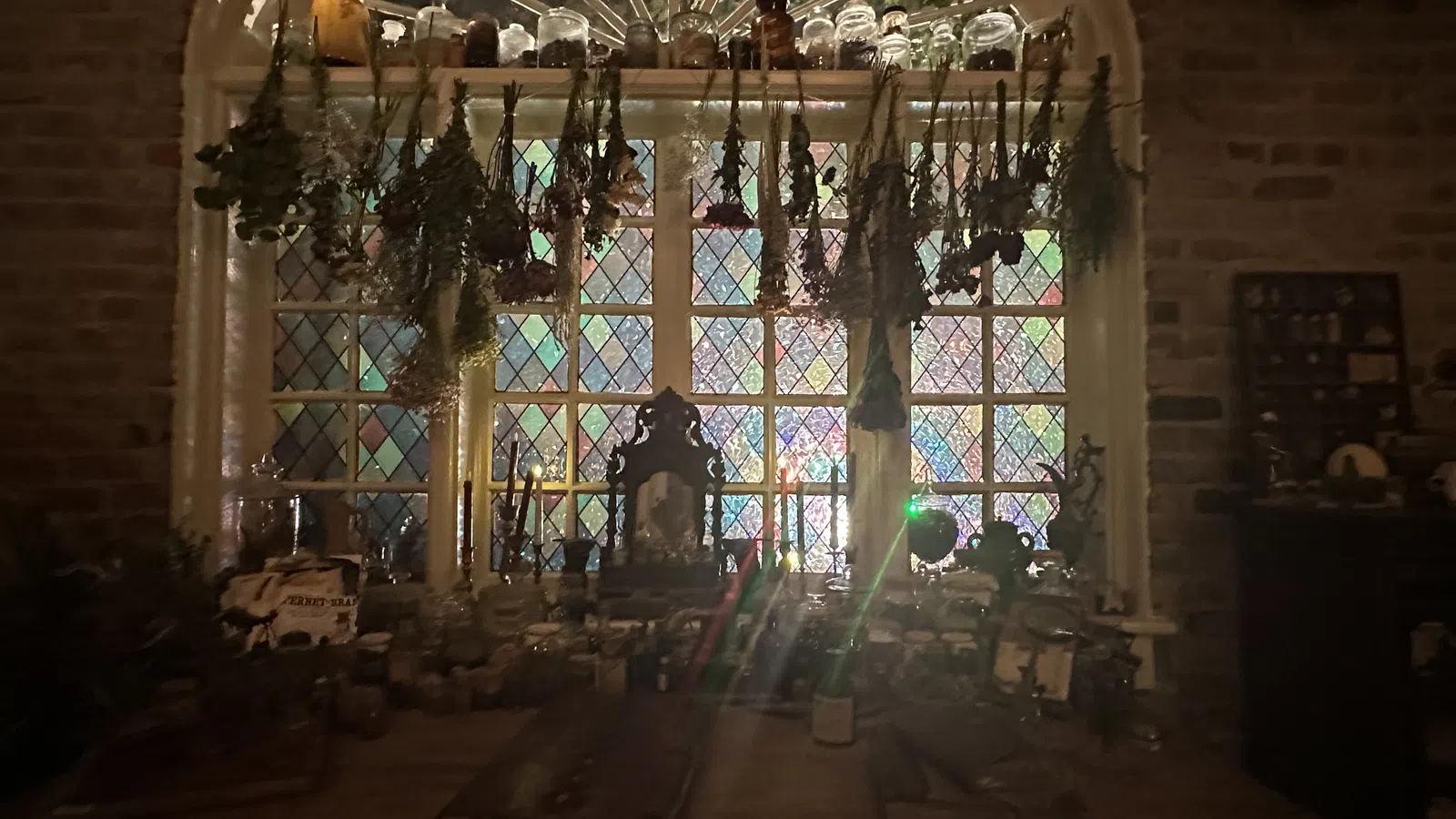 a room with a large window
