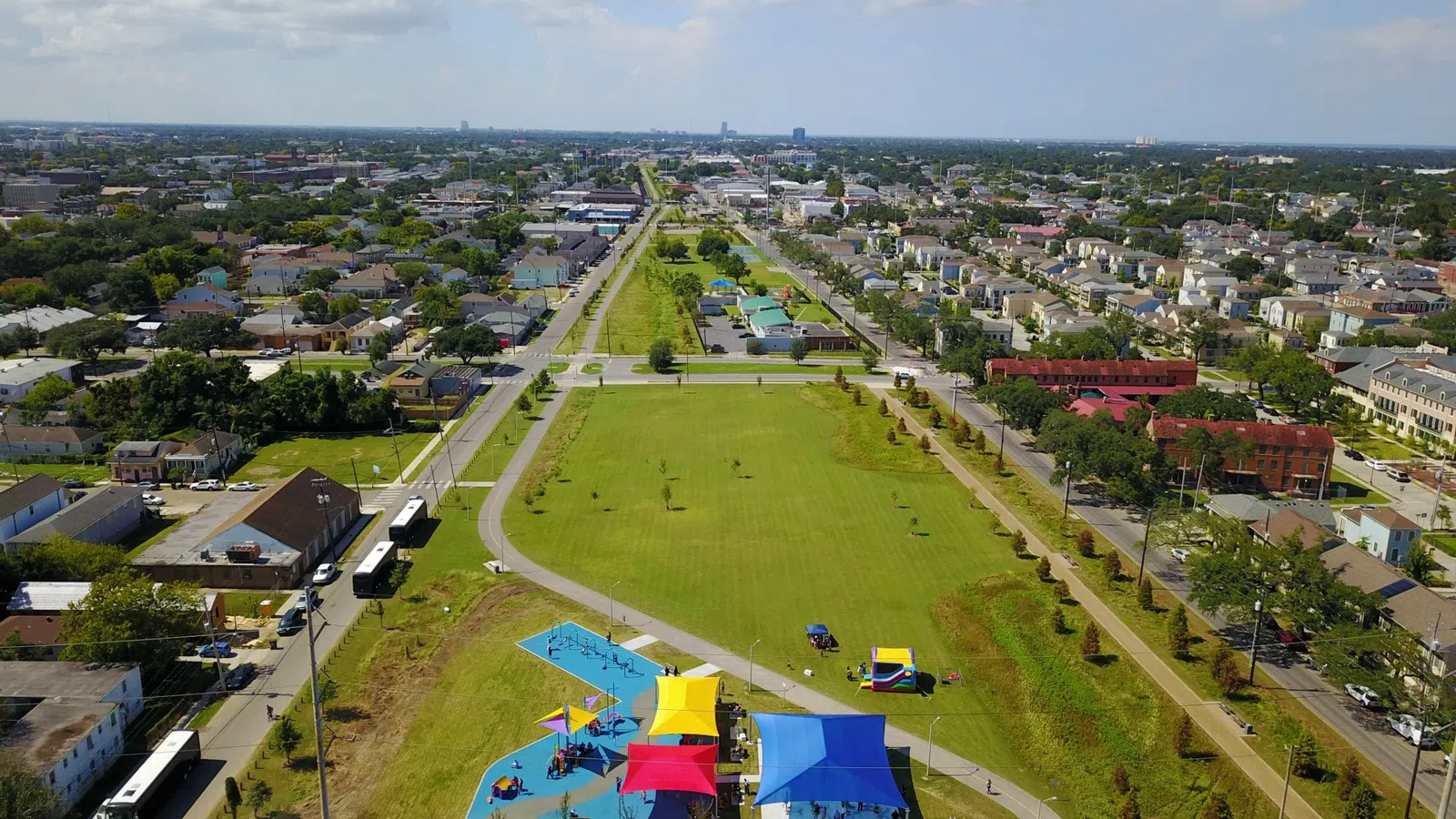 a park with a large park