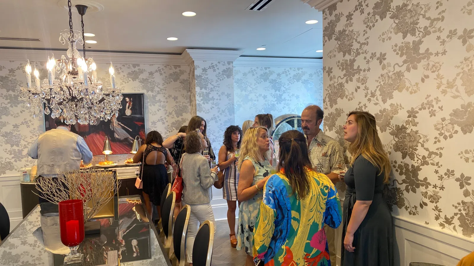 a group of people in a room
