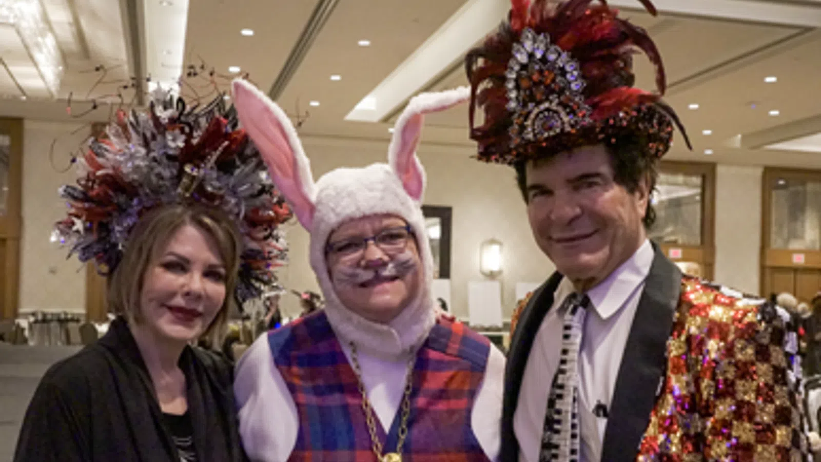 a group of people wearing bunny ears