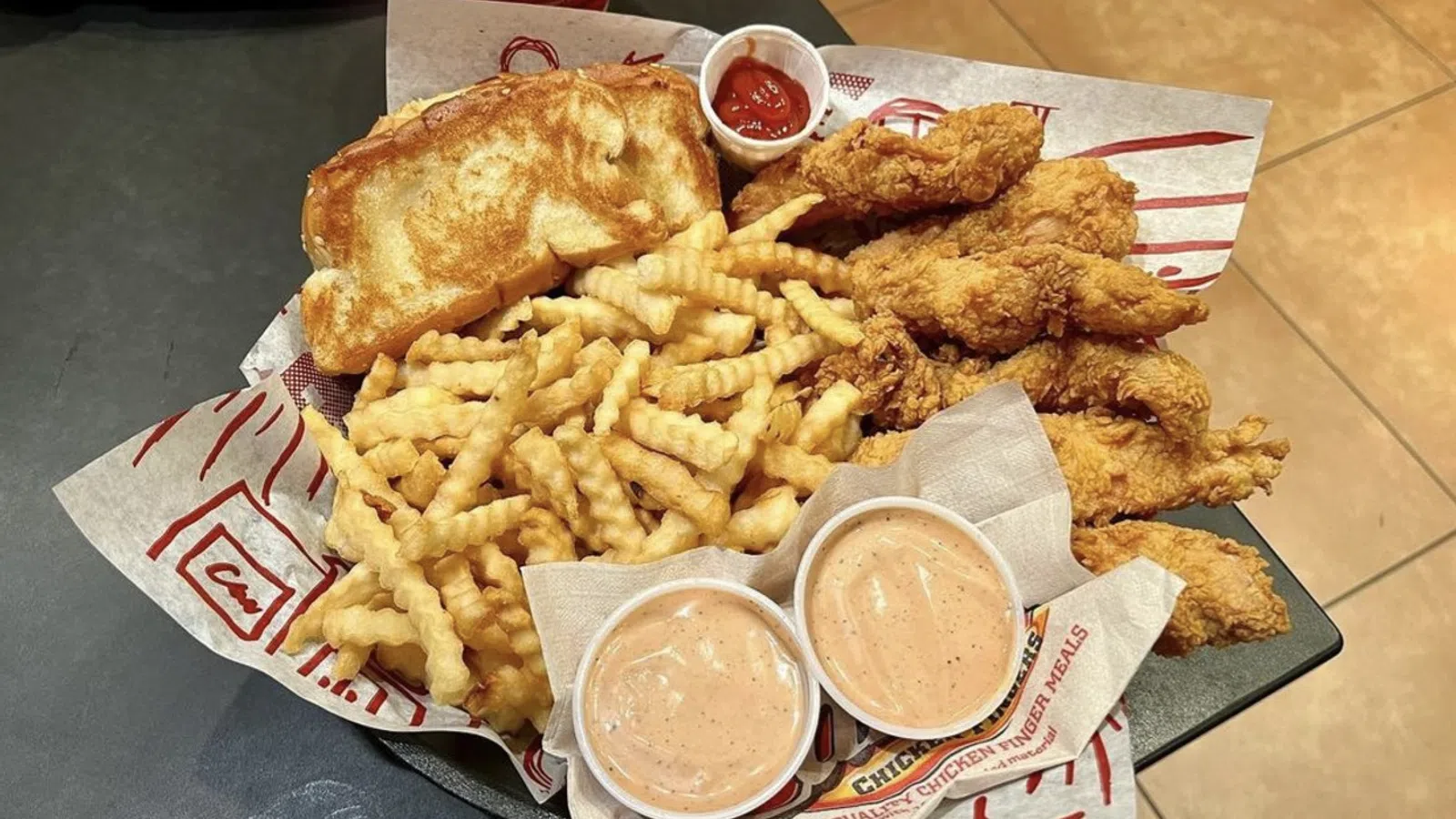 a tray of food