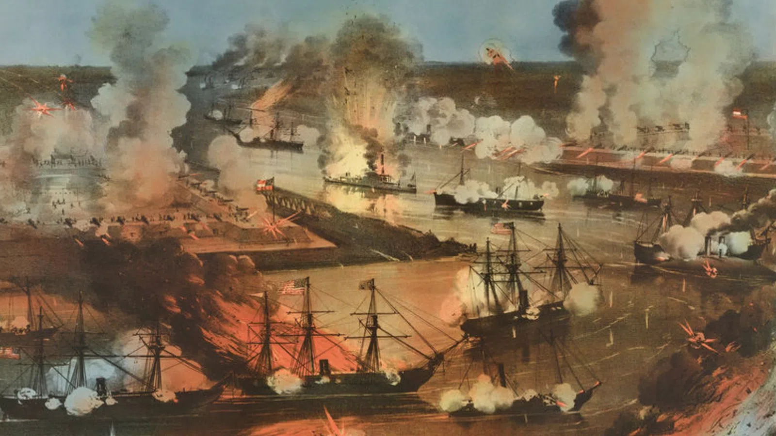a ship on fire