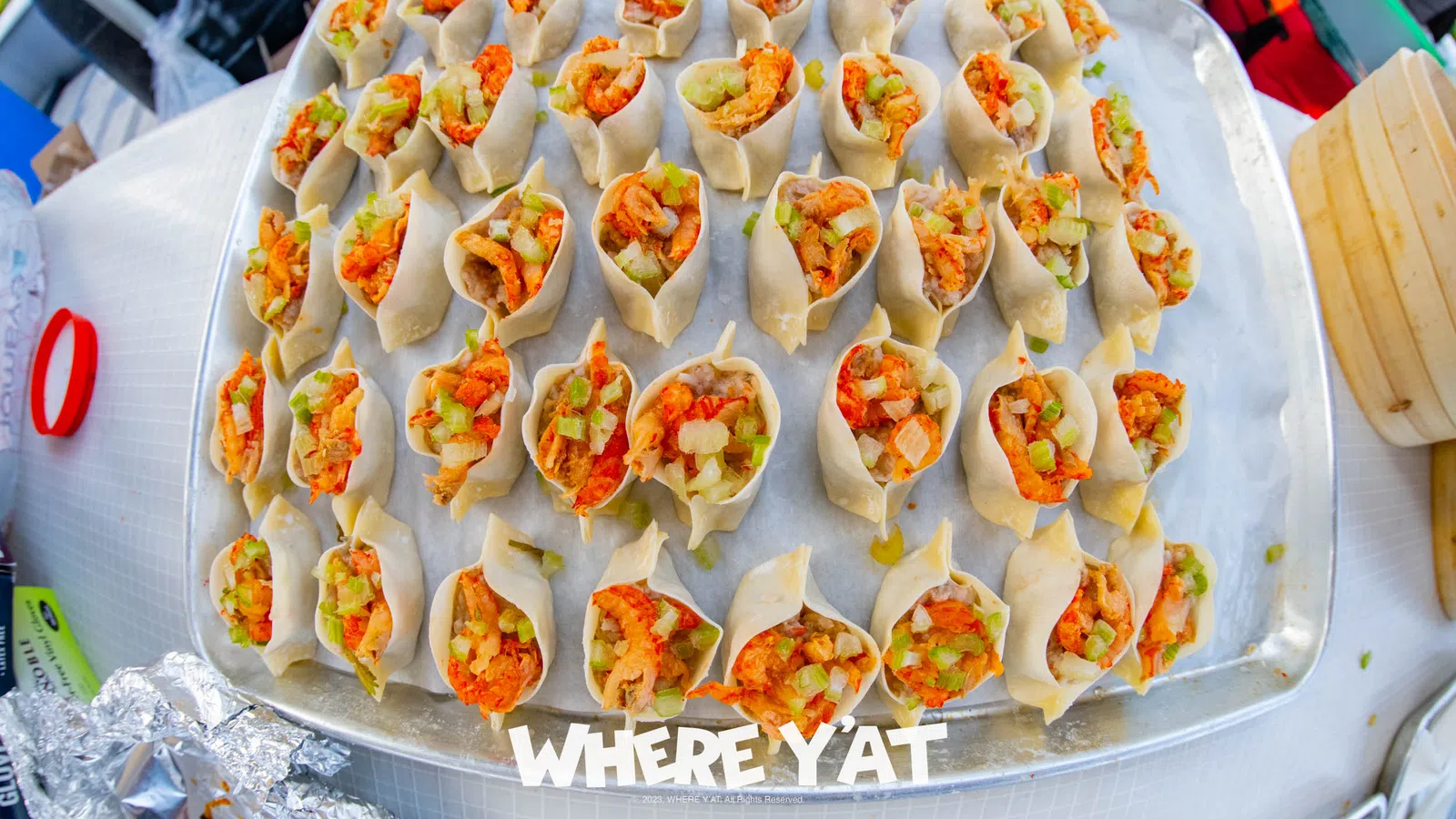a tray of sushi