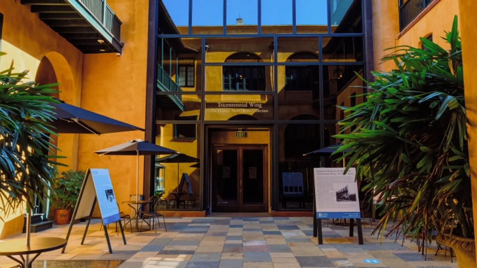 a building with a sign in front