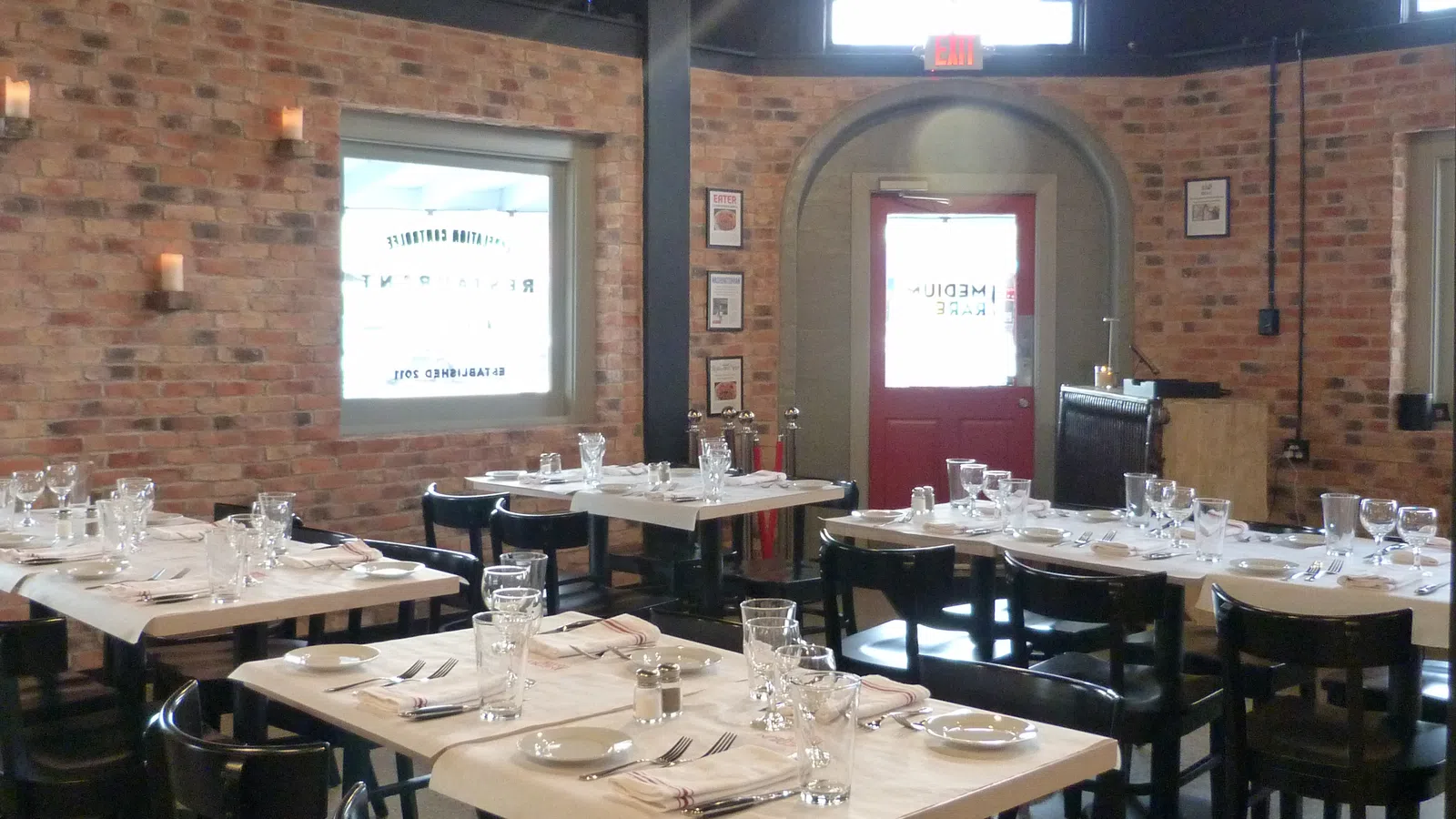 a room with tables and chairs