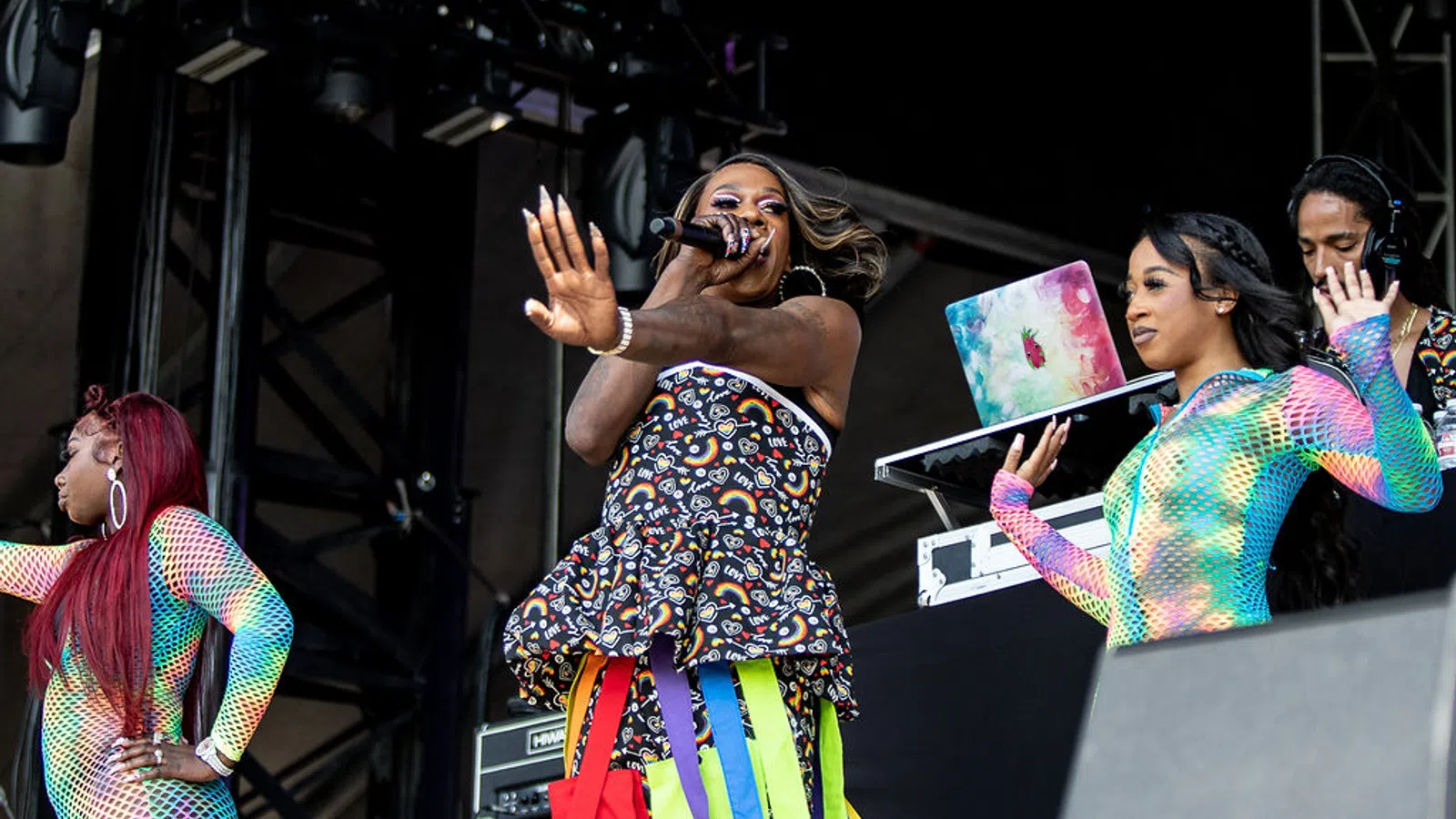 a person singing into a microphone