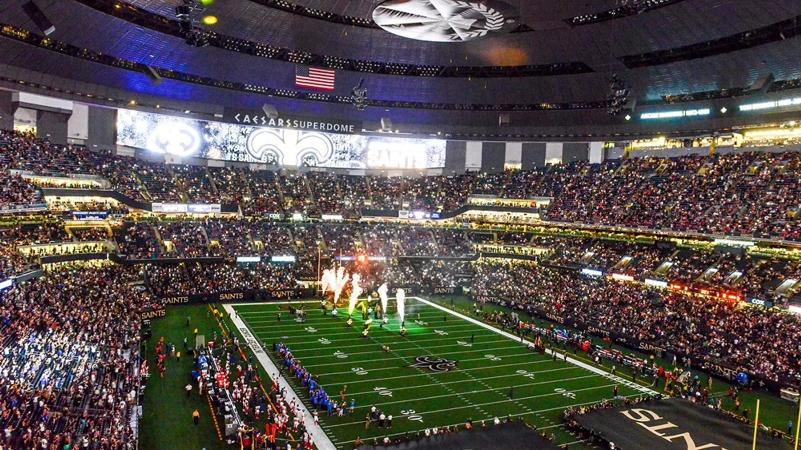 a football stadium with a crowd of people in it