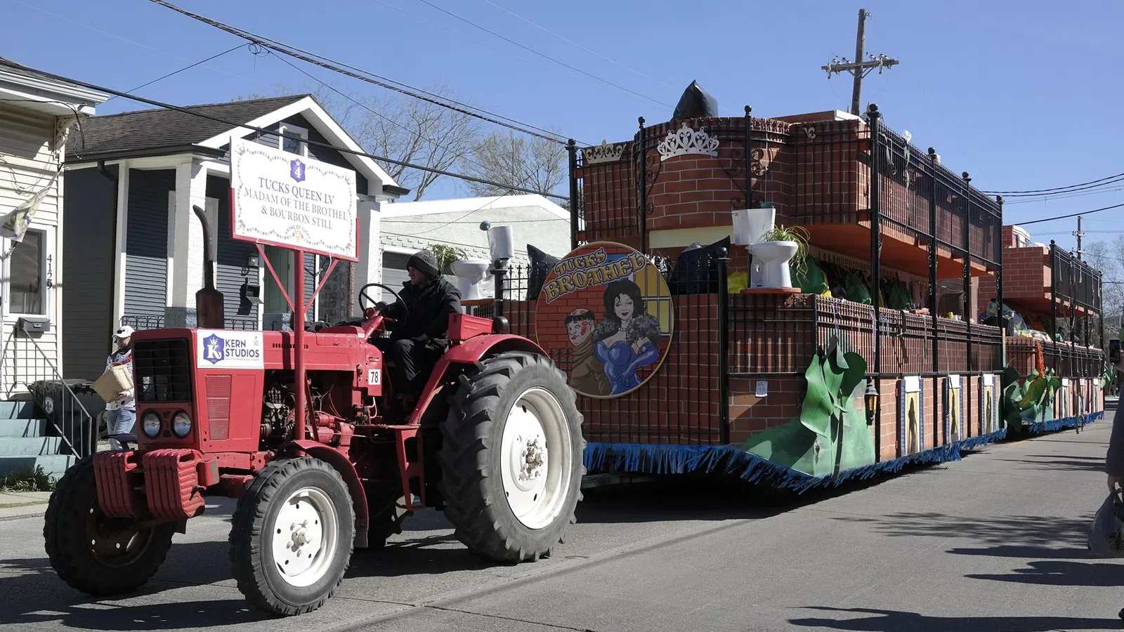 a tractor with a trailer full of boxes