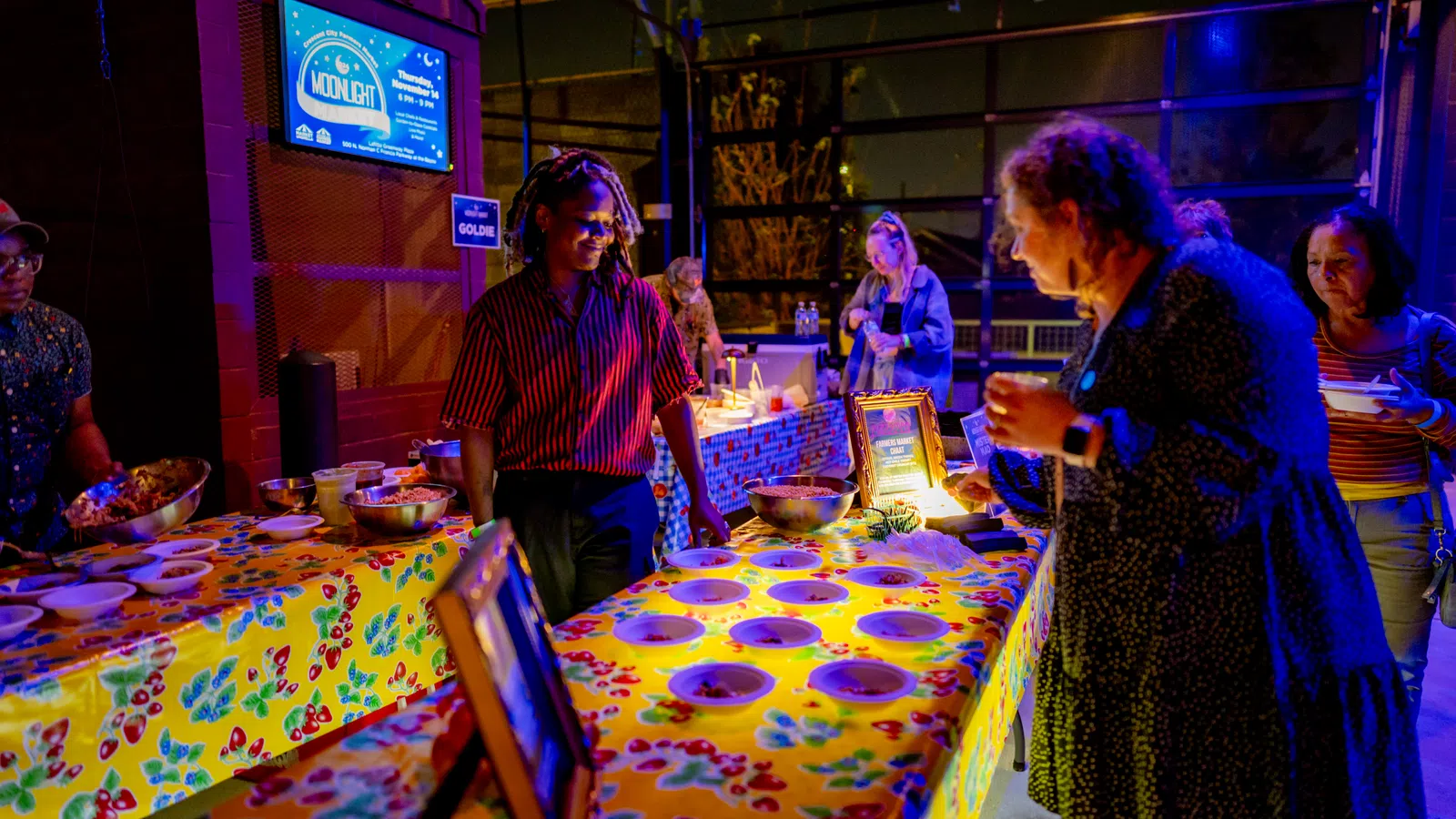 a group of people in a room