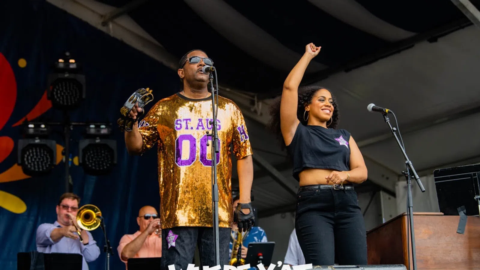 a man and woman on a stage