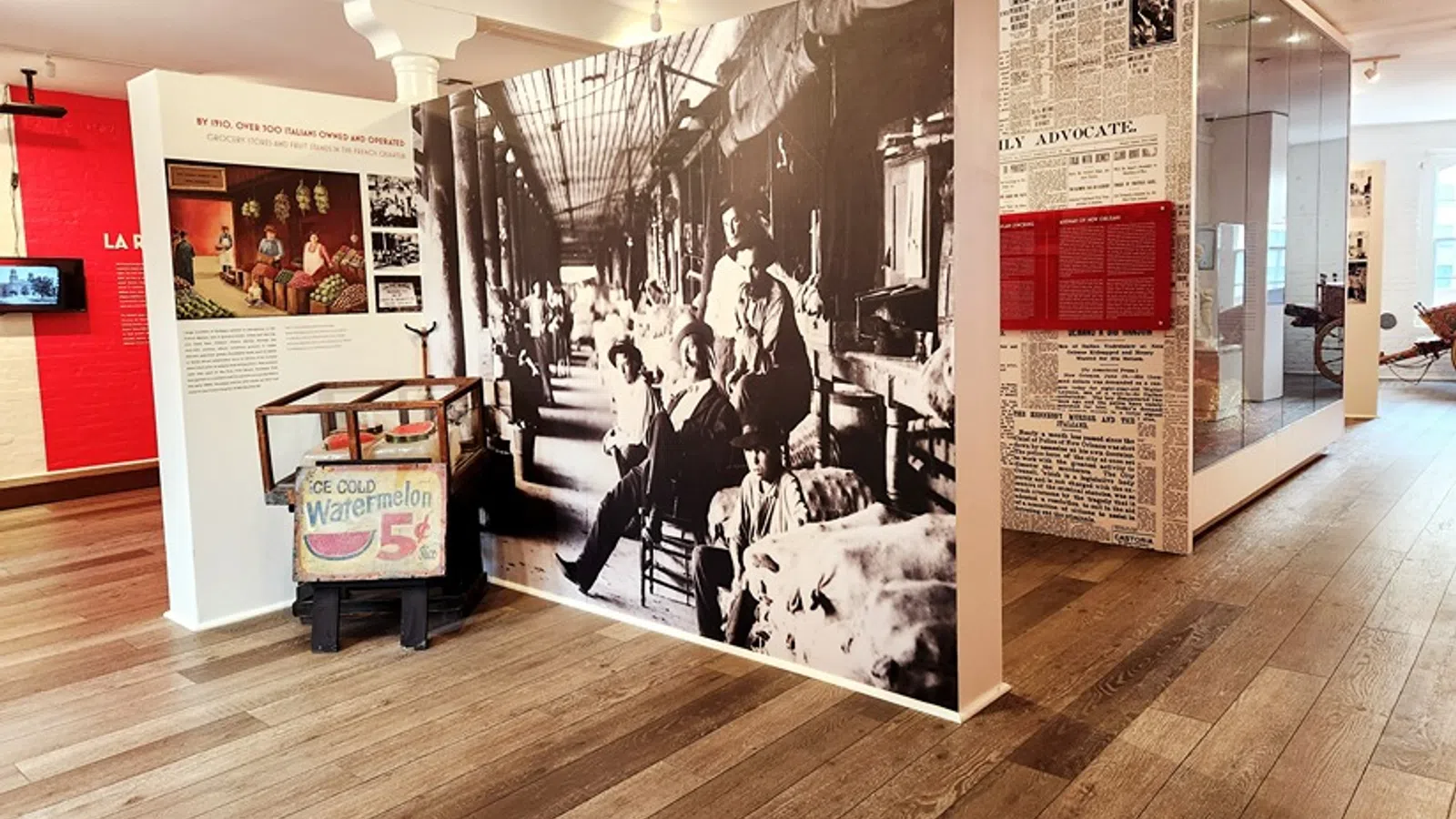 a room with posters on the wall
