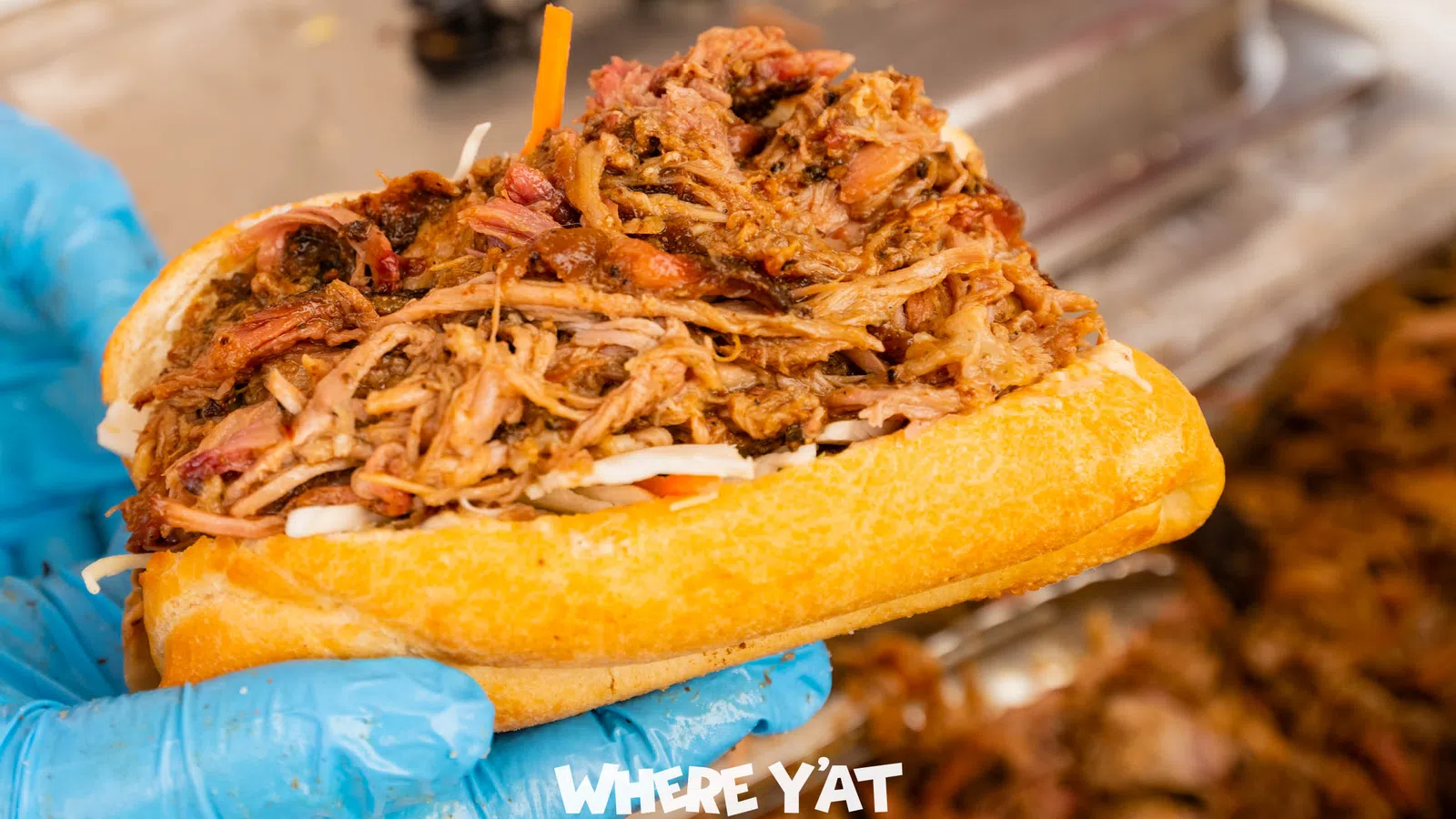 a sandwich being cut