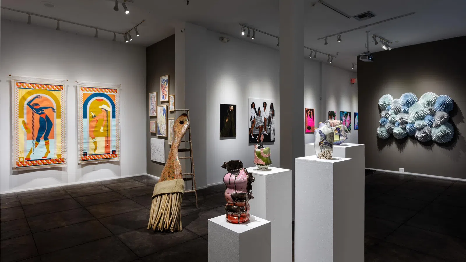 a museum with art on the walls