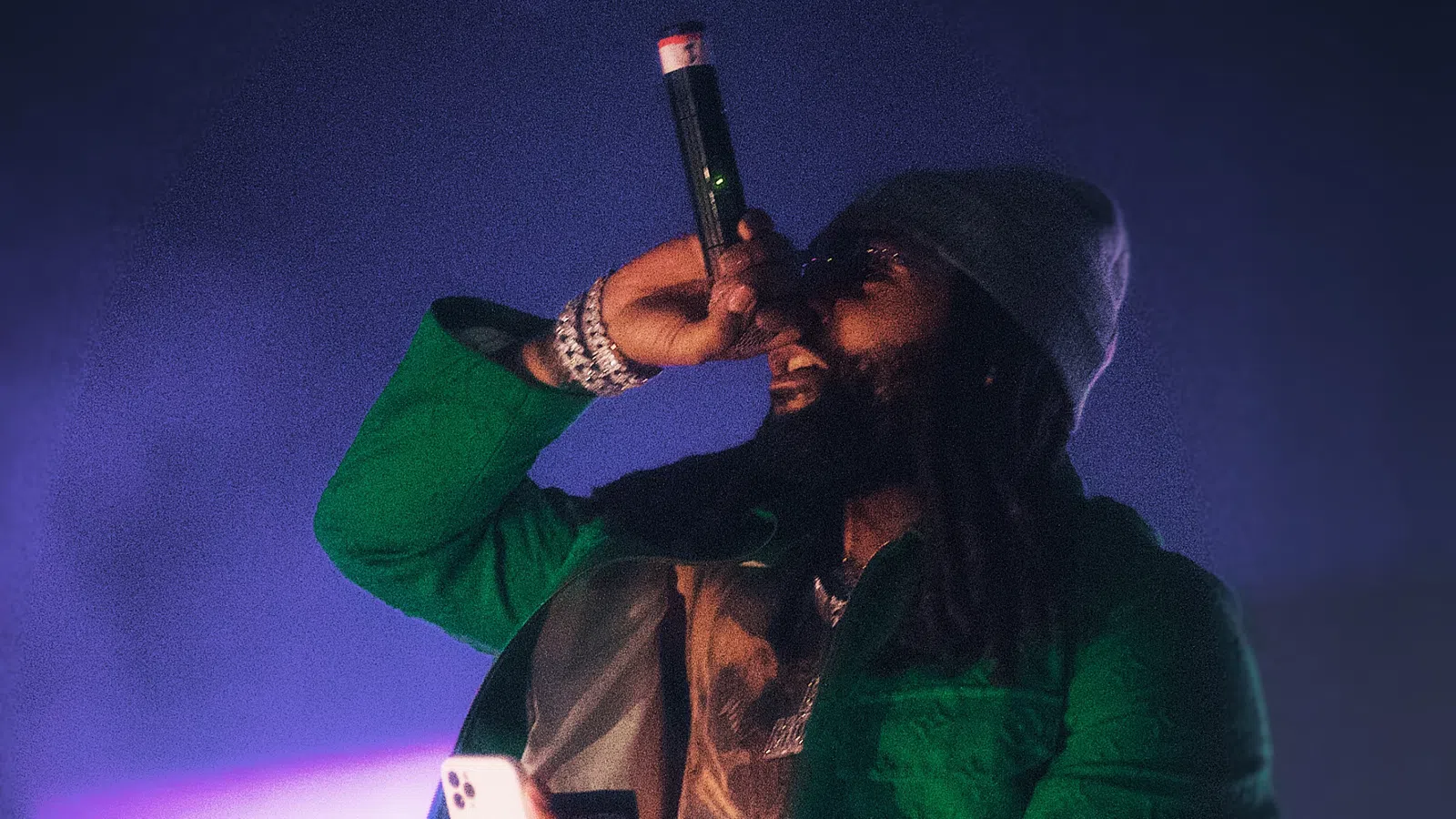 a man holding a microphone