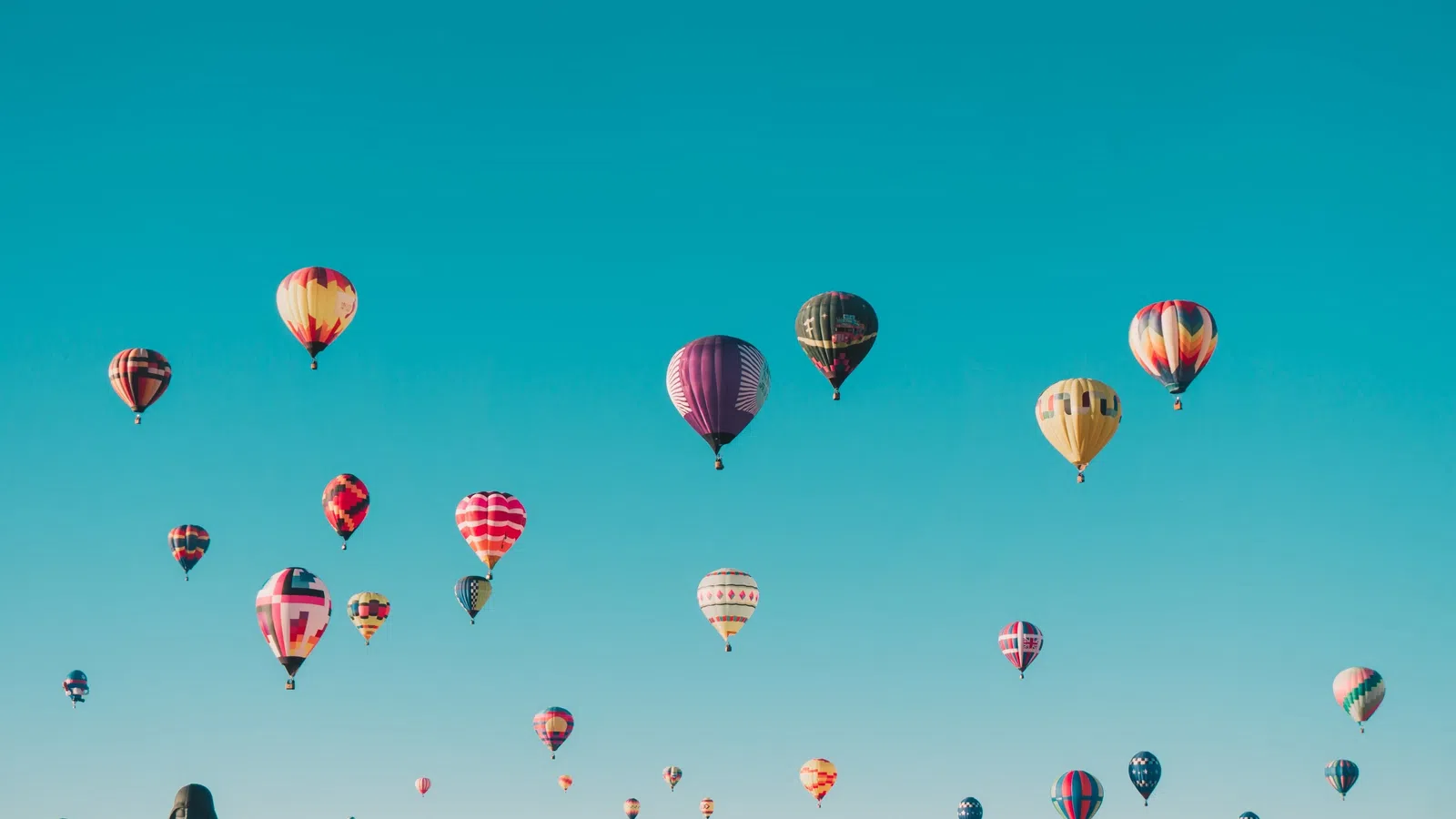 a group of hot air balloons in the sky