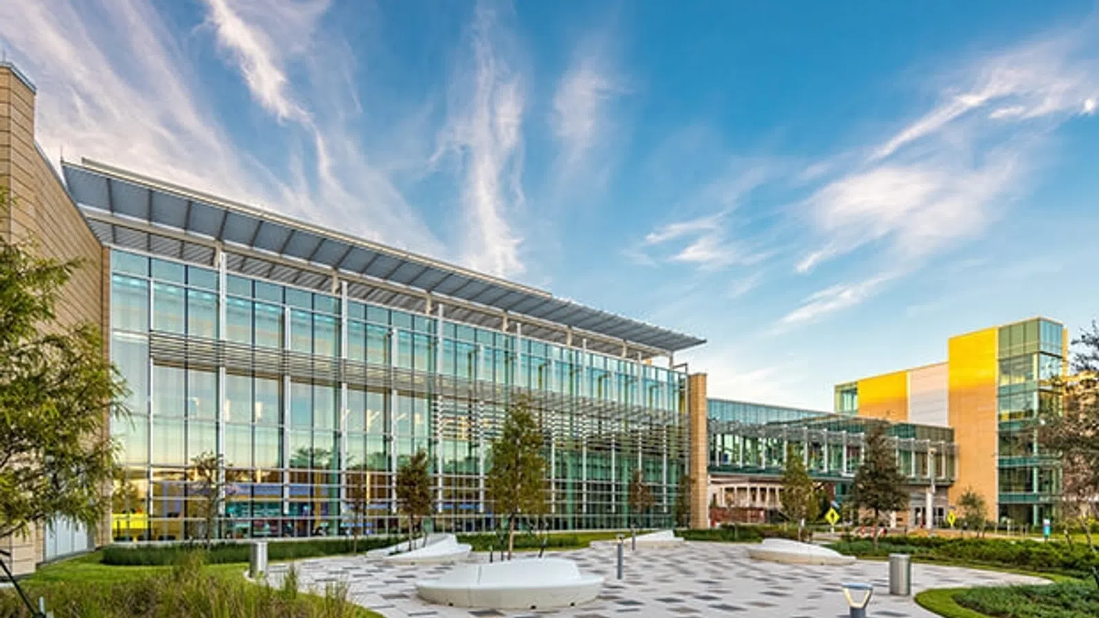 a building with glass walls