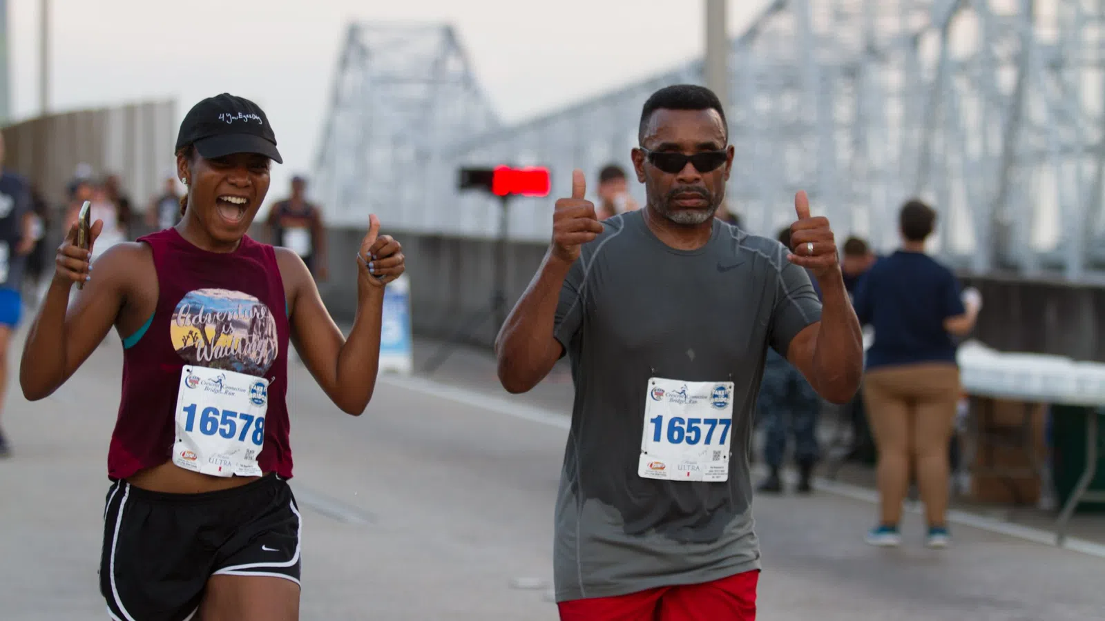 a couple of men running
