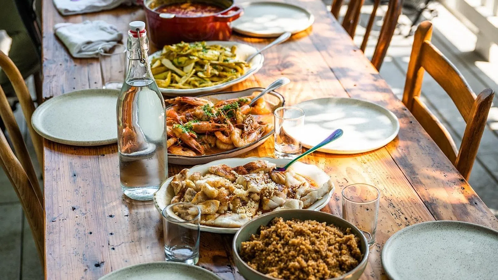 a table with food on it