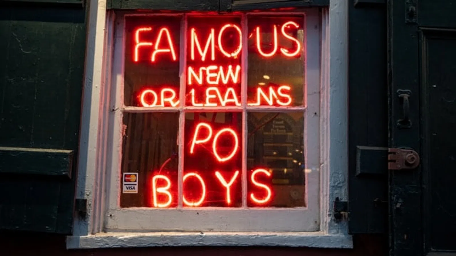 a neon sign on a building