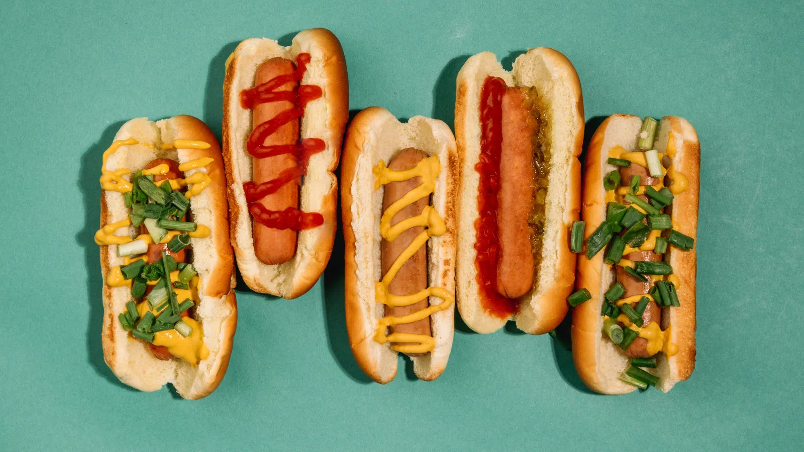 hot dogs with ketchup and mustard