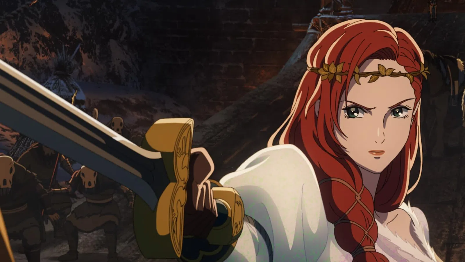 a person in a red headdress with a sword