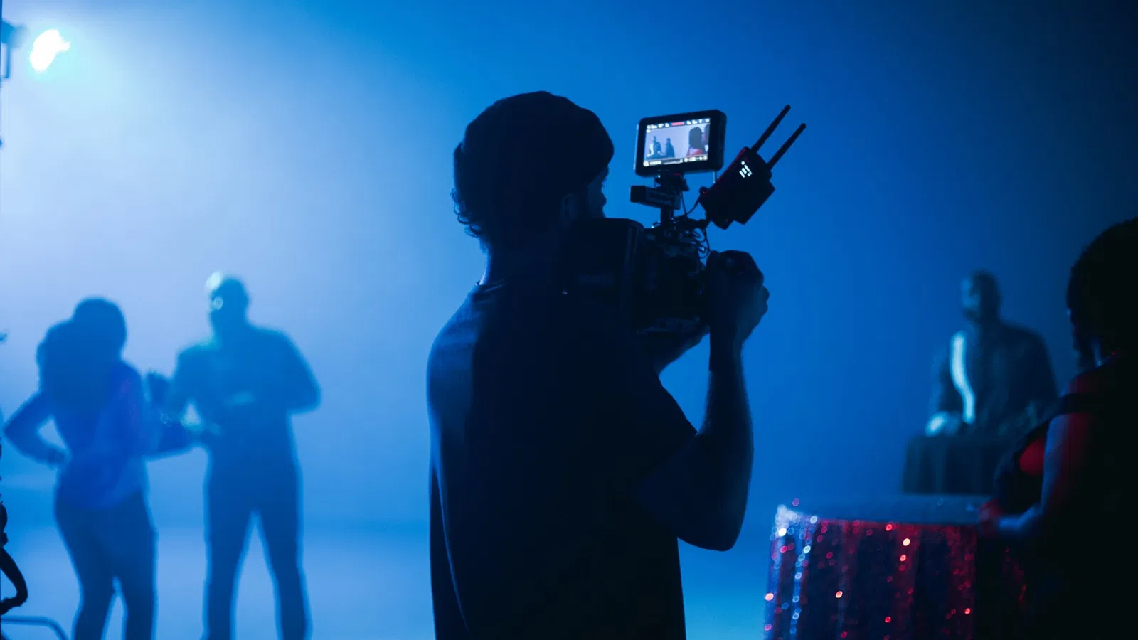 a man holding a camera