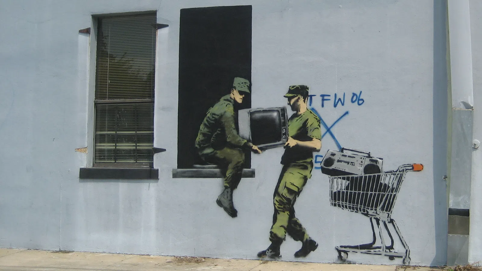 Banksy?s ?Looters? Mural has been moved to the Lobby of the International House Hotel