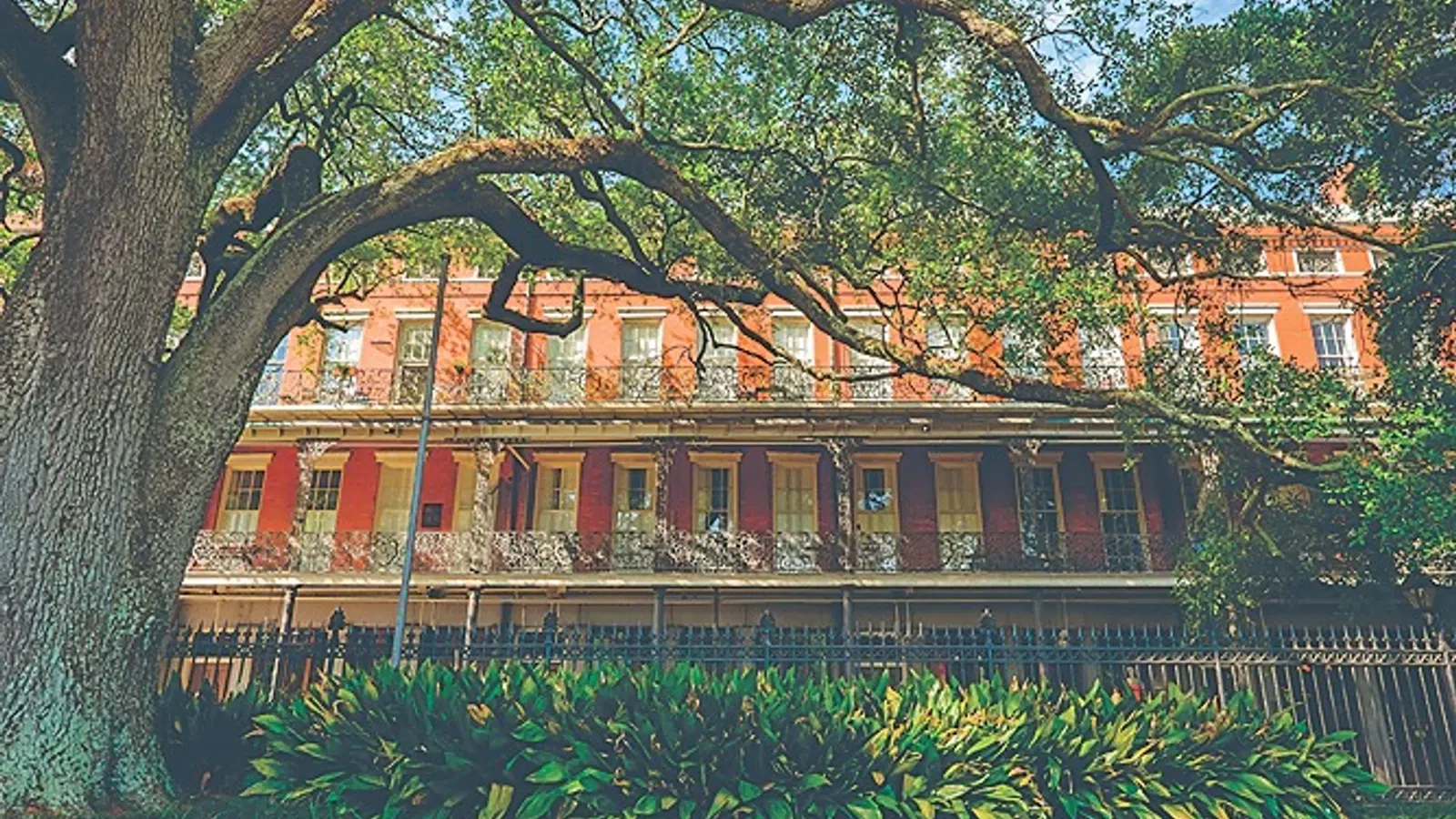 a large house with trees in front of it