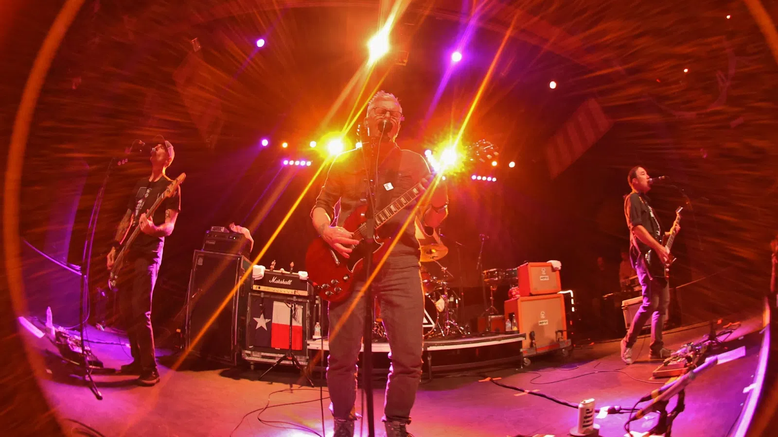 a band playing on a stage