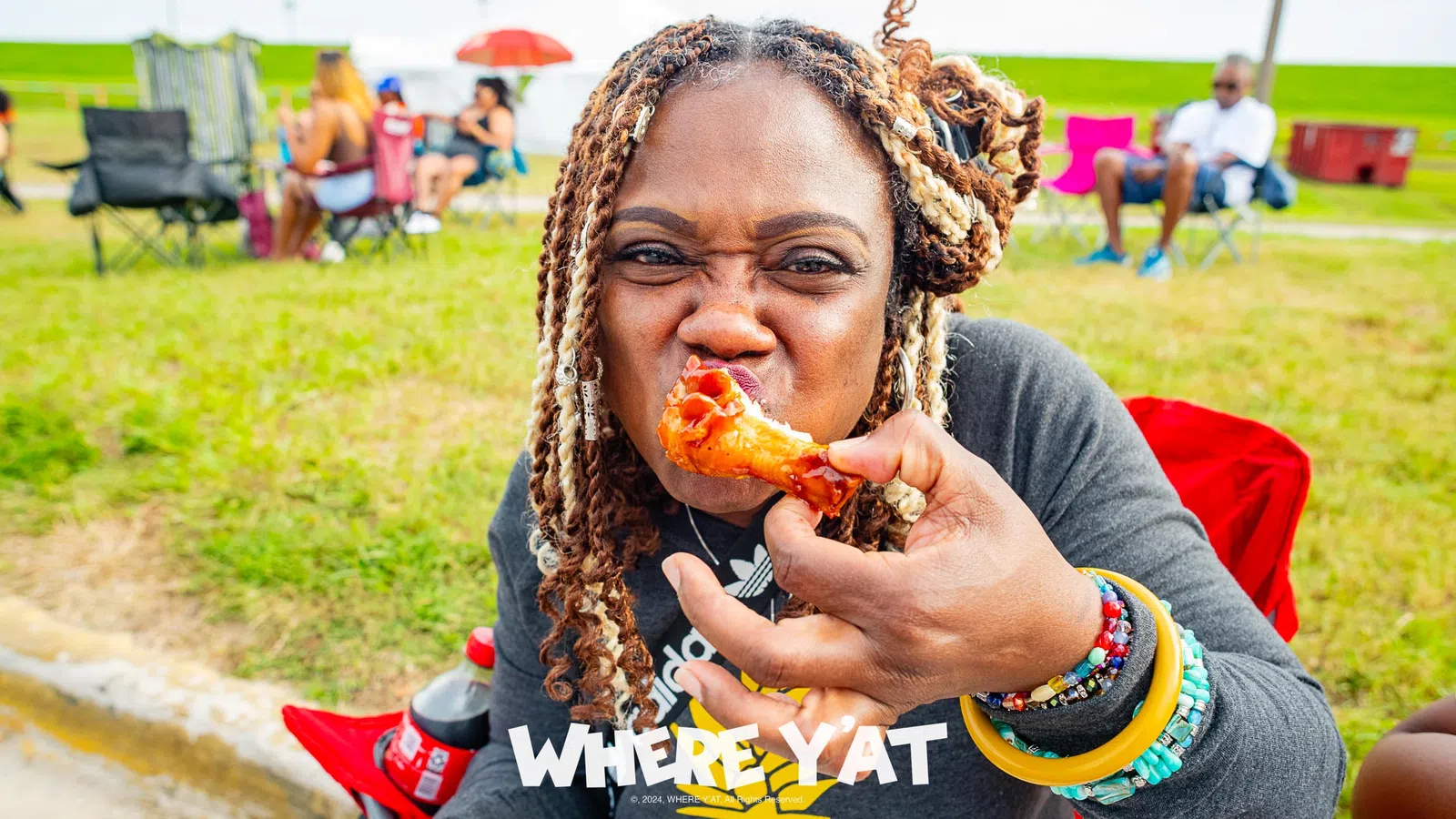 a person eating a slice of pizza